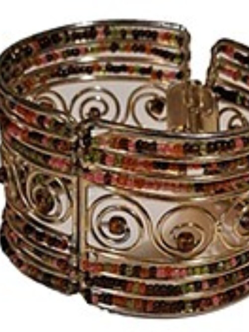 Multi Color Beaded Gold Cuff Bracelet